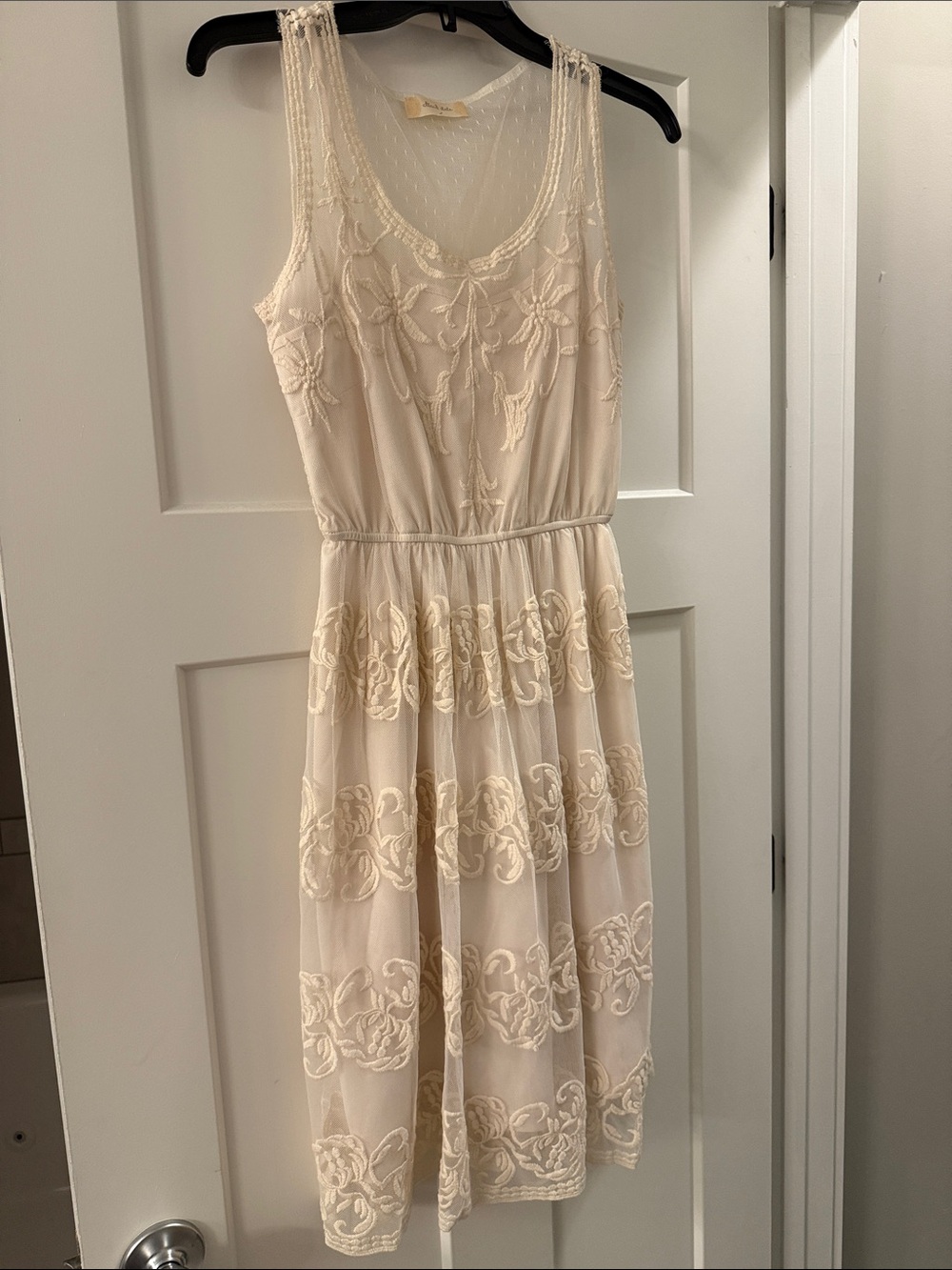 Altar'd State Ivory Embroidered Sleeveless Midi Dress